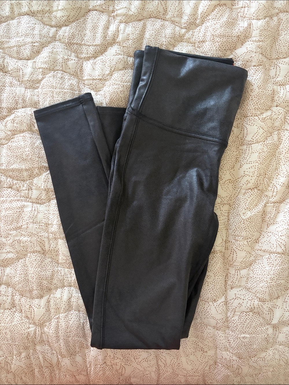 SPANX Faux Leather High-Rise Jeggings - Black